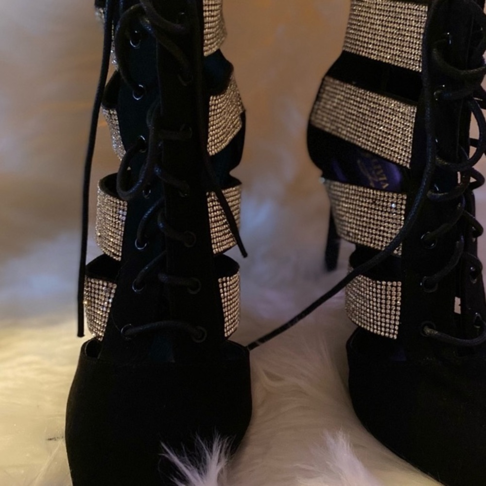 Rhinestone Lace Up Booties - Picture 3 of 12